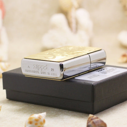 Zippo Gold Plate Double-Sided Dragon Emblem - JP65