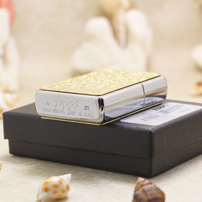 Zippo Gold Plate Double-Sided Floral Arabesque Emblem - JP66