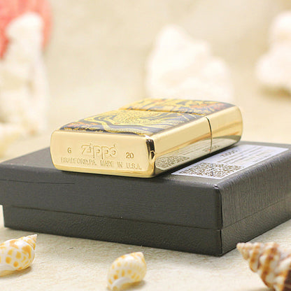 Zippo Gold Plate Koi Fish and Cherry Blossom - JP45