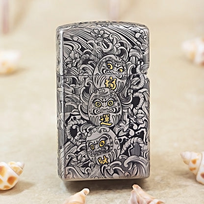 Zippo Heavy Carved Two-Tone Koi Fish and Turbulent Waves Case - CM14