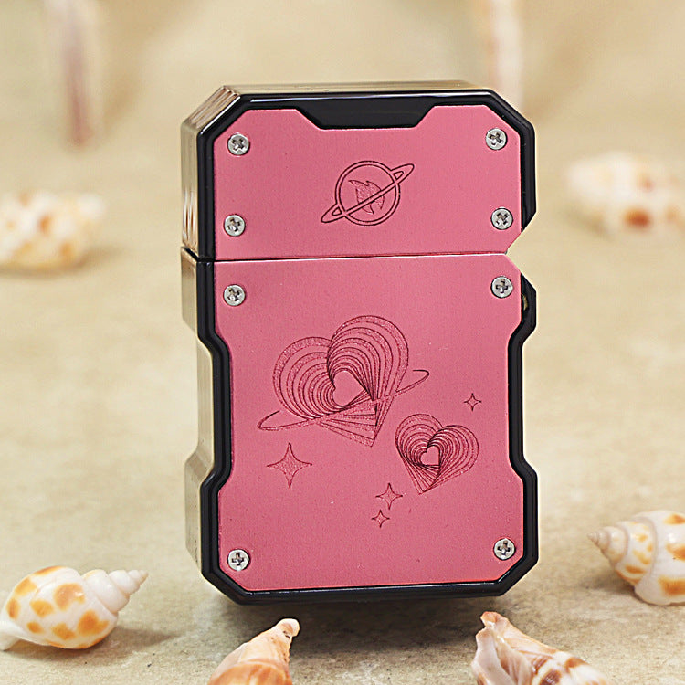 Zippo Heavy Relief Pink Mecha Style Planetary Heart Case Set - CM39