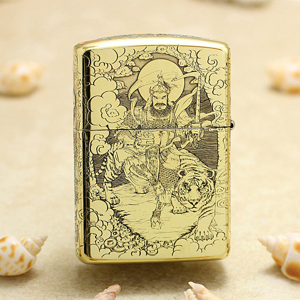 Zippo High Polish Brass Deep Engraved God of War Guan Yu - CC127