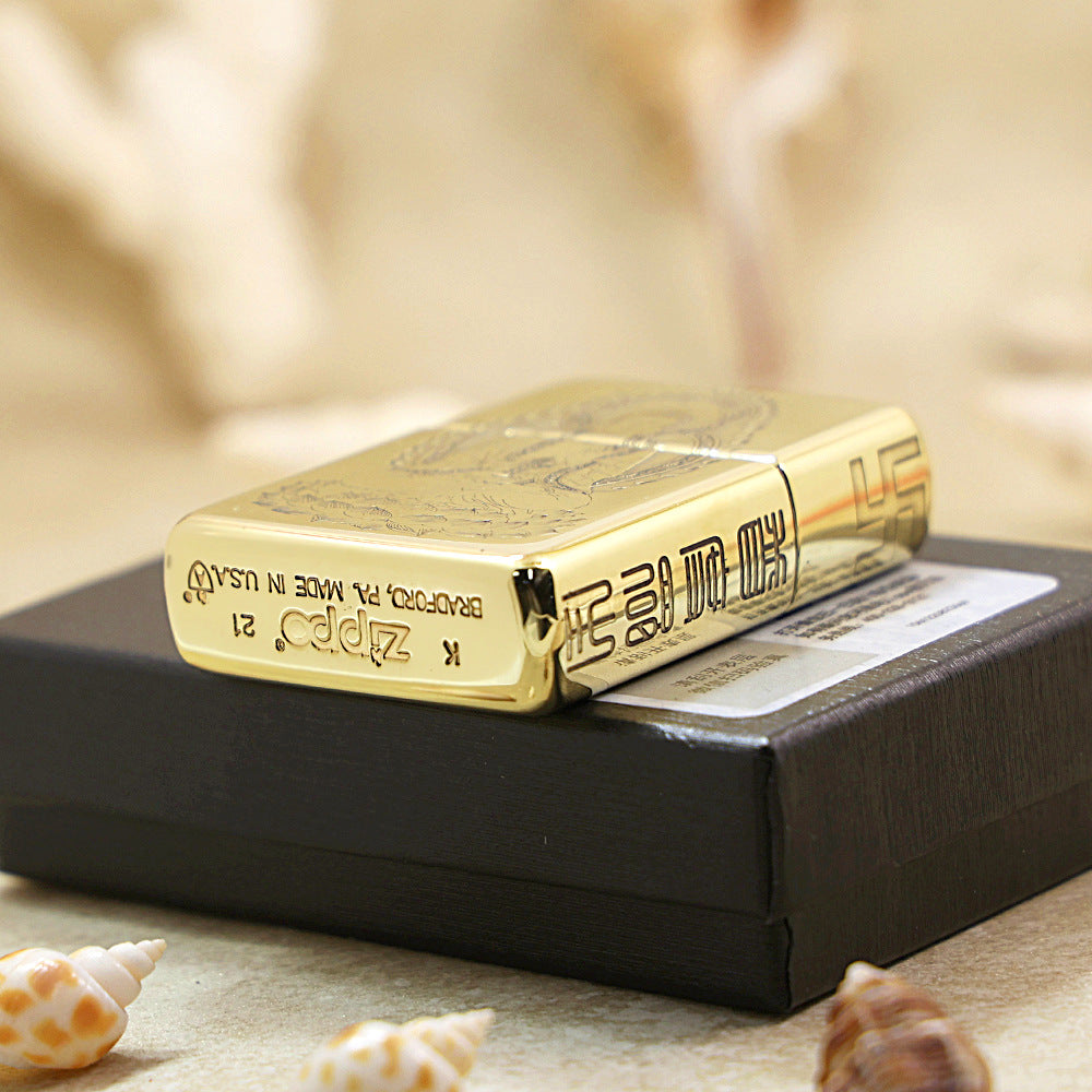 Zippo High Polish Brass Deep Engraved Seated Tathagata Buddha - CC159