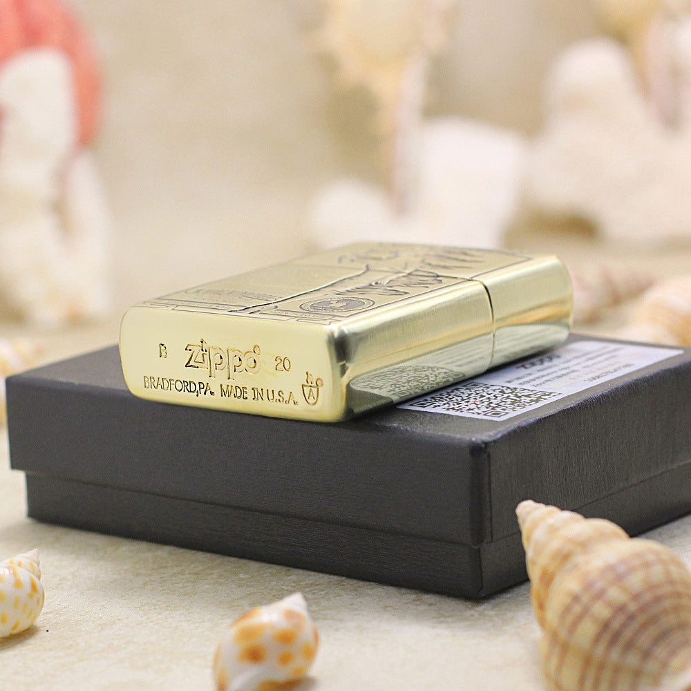 Zippo High Polish Brass Deep Engraved Whirlwindproof Pin-Up Girl - CC149