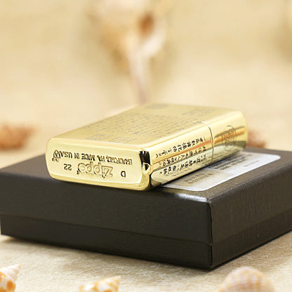 Zippo High Polish Brass Engraved Preface to the Orchid Pavilion Poems - CC154