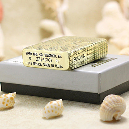 Zippo High Polish Brass Engraved Star Field Pin-Up Girl - CC134