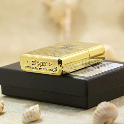 Zippo High Polish Brass Engraved Zippo Car and History - SC29