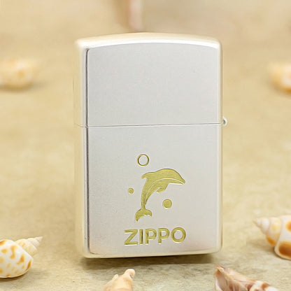 Zippo High Polish Chrome Dolphin and Mother of Pearl - CC104