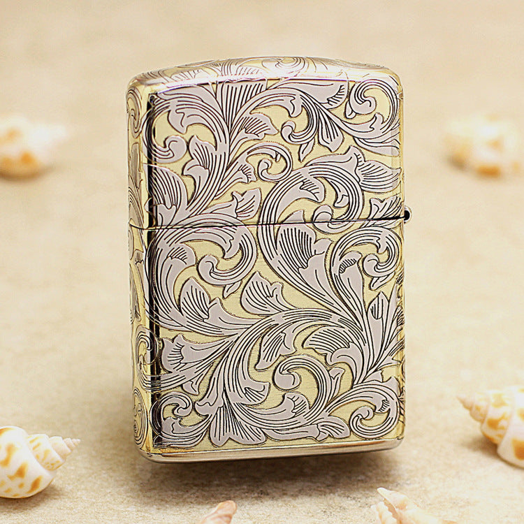 Zippo High Polish Gold Deep Carved Surrounding Arabesque Scroll - SC12