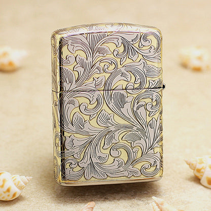 Zippo High Polish Gold Deep Carved Surrounding Arabesque Scroll - SC12