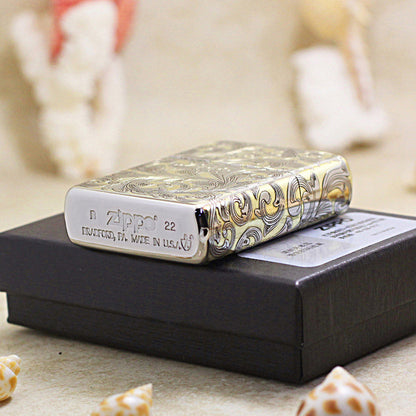 Zippo High Polish Gold Deep Carved Surrounding Arabesque Scroll - SC12