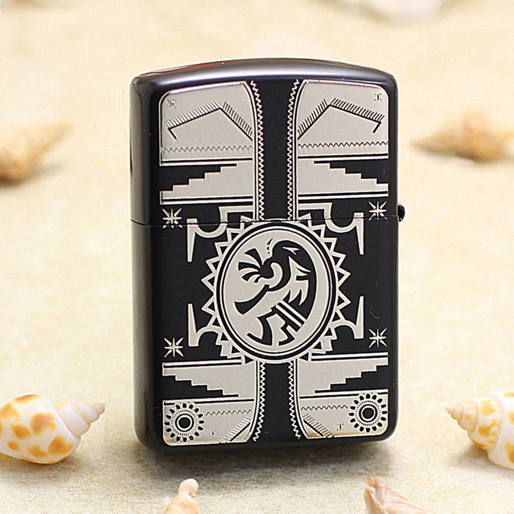 Zippo Indian (Black Lacquer & White Turquoise) - JP29