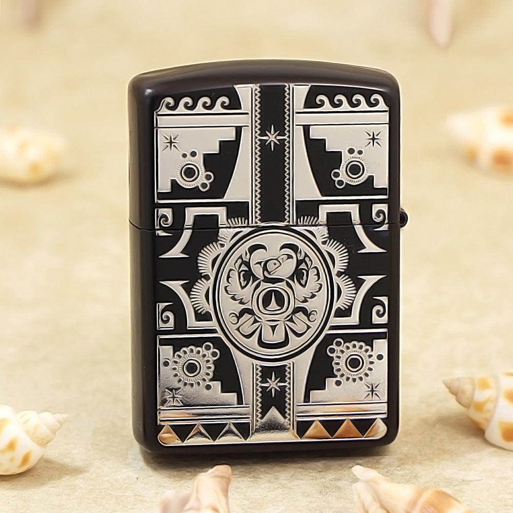 Zippo Indian Eagle (Black Lacquer & White Turquoise) - JP30