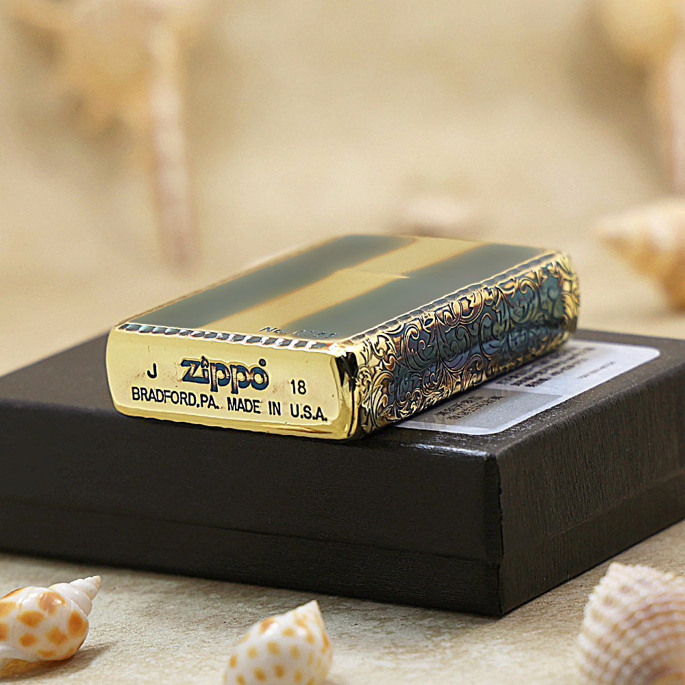 Zippo Limited Edition Floral Border Blue Fume Finish - JP42