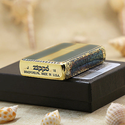 Zippo Limited Edition Floral Border Blue Fume Finish - JP42