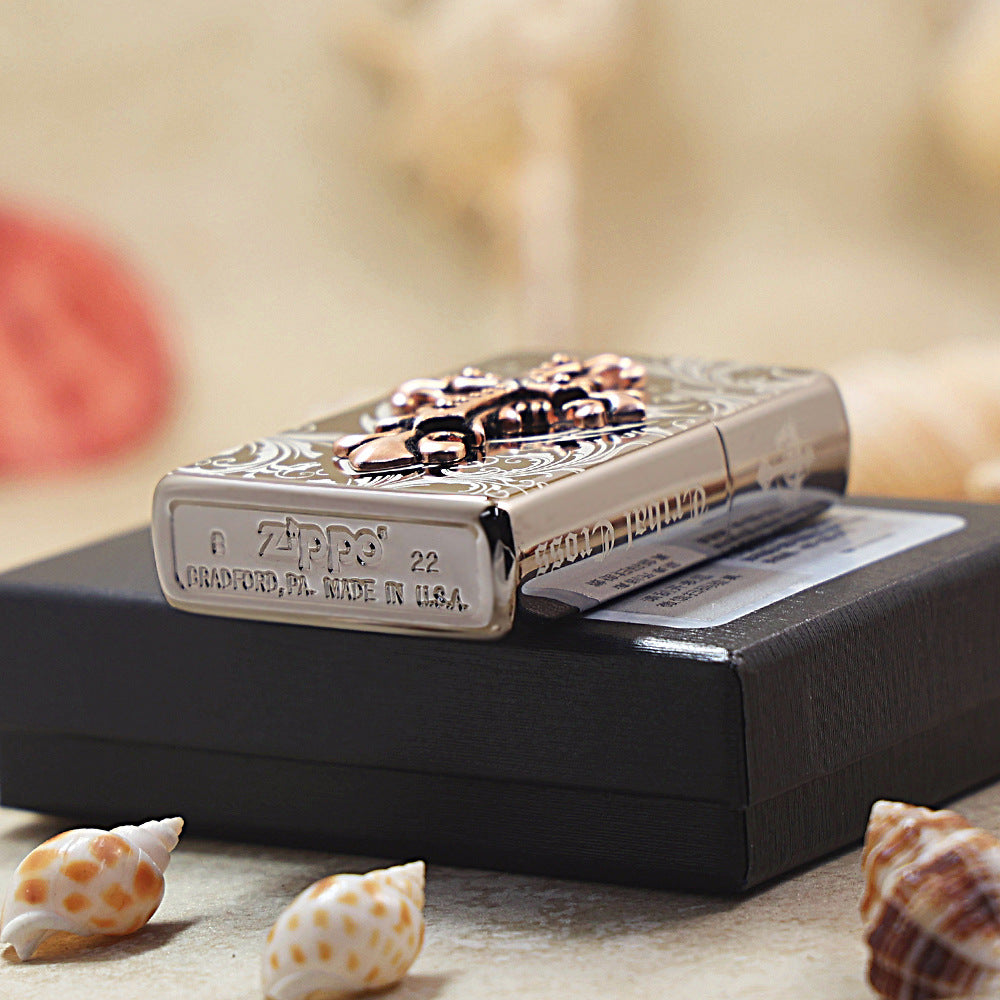 Zippo Ornate Cross Black Ice - KR06