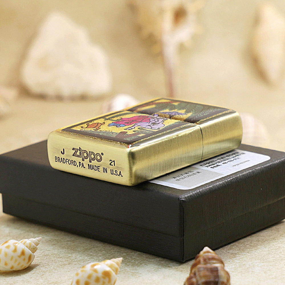 Zippo 'Rainy Windy' Gold Plate - Figure Series - JP56