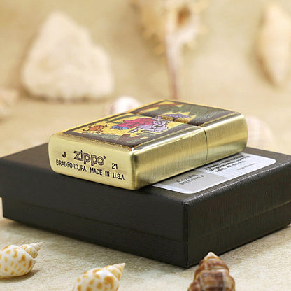 Zippo 'Rainy Windy' Gold Plate - Figure Series - JP56