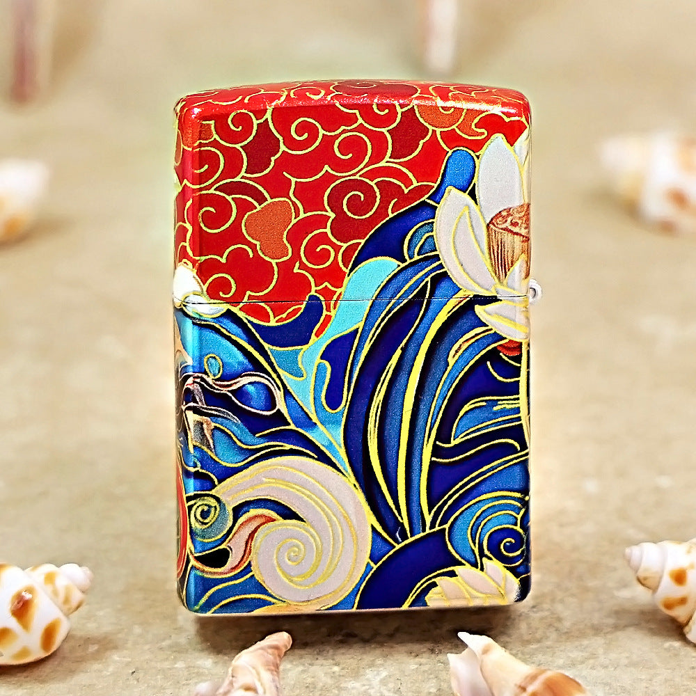 Zippo Red Color Printed Regal Tibetan Style Deity with Mask - CS23