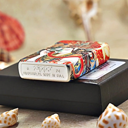 Zippo Red Color Printed Regal Tibetan Style Deity with Mask - CS23