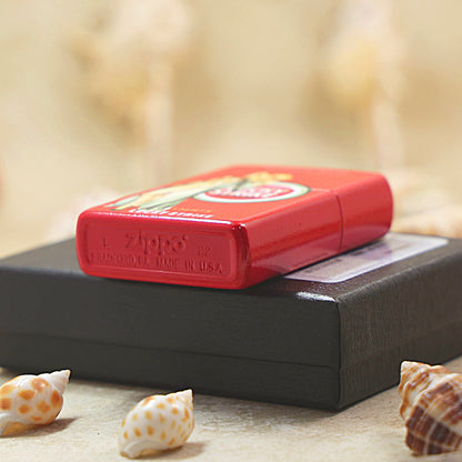 Zippo Red Matte Color Printed Lucky Strike Standing Pin-Up Girl - CS17
