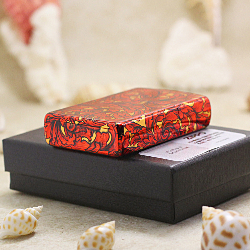 Zippo Red and Gold Color Printed Large Arabesque Pattern - CS08