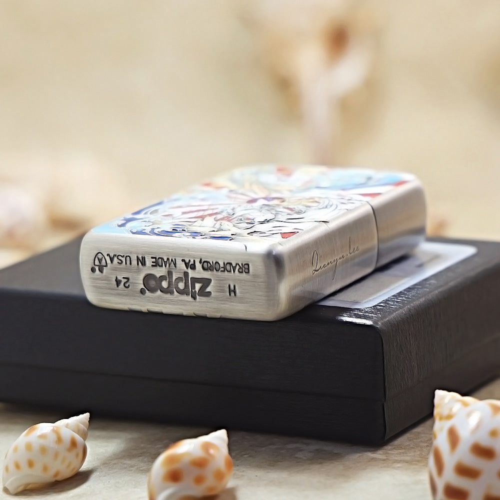 Zippo Silver Color Printed Nine-Colored Deer of the Waves - CS15