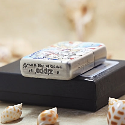 Zippo Silver Color Printed Nine-Colored Deer of the Waves - CS15