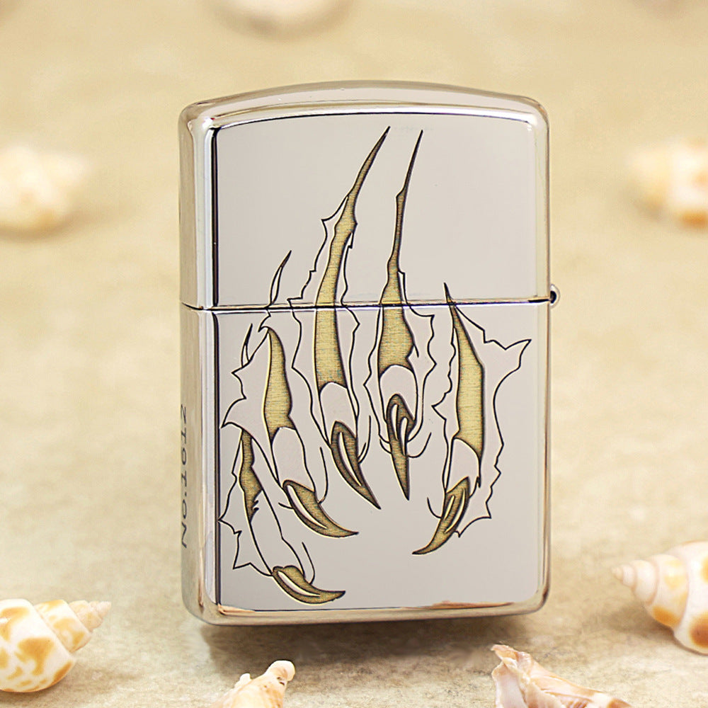 Zippo Silver Deep Carved Ferocious Tiger Head in Waves - SC31