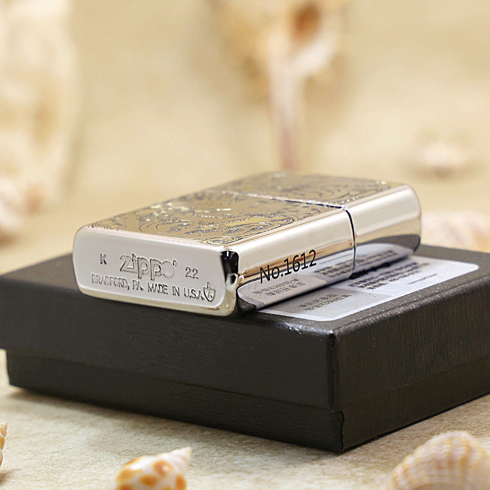 Zippo Silver Deep Carved Ferocious Tiger Head in Waves - SC31