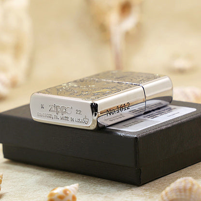 Zippo Silver Deep Carved Ferocious Tiger Head in Waves - SC31