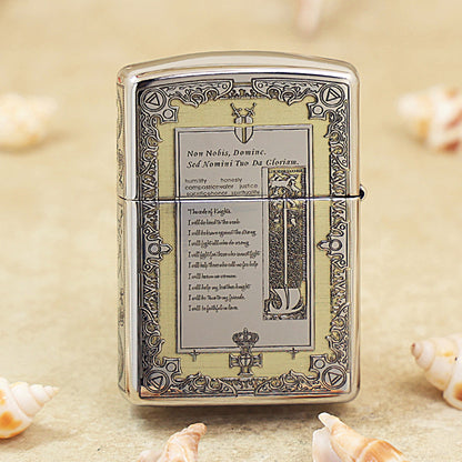 Zippo Silver Deep Carved Knights Templar Declaration - SC09