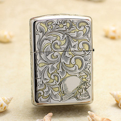 Zippo Silver and Gold Deep Carved Arabesque Nude Pin-Up - SC16