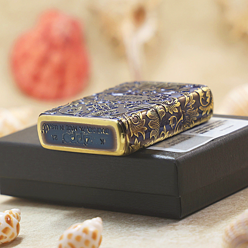 Zippo Smoked Blue Ruyi Peony Limited Edition - CC54