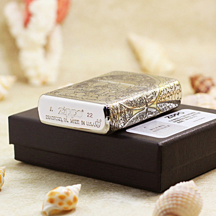 Zippo Two Tone Deep Carved Victorious Fighting Buddha Lotus - SC20